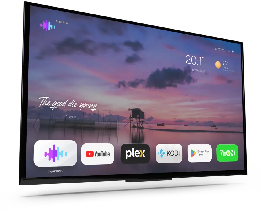 The app bar in Liquid Launcher on an Android TV box