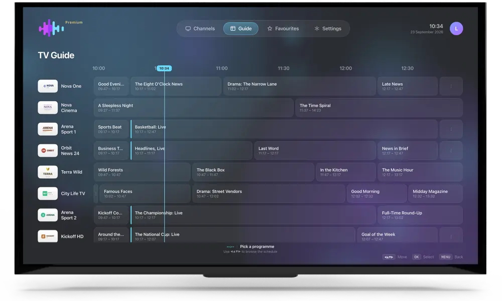 IPTV TV guide (EPG) on Apple TV
